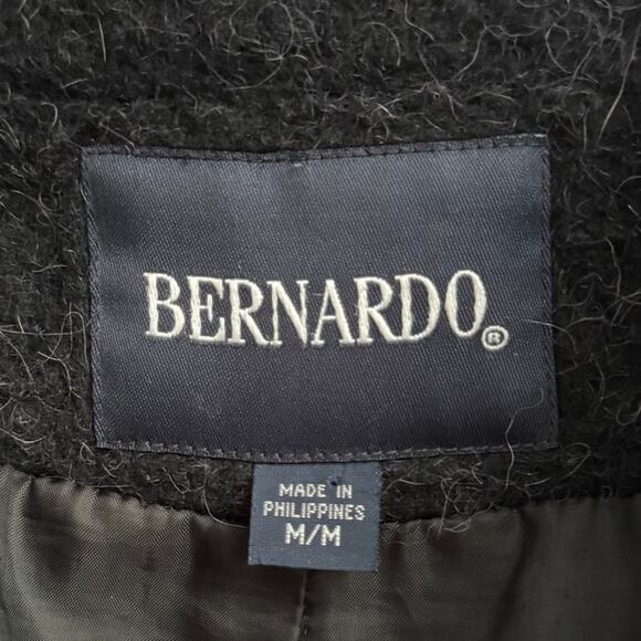 BERNARDO Alpaca Wool Blend Single Breasted Lined Coat M Charcoal Gray Preppy - Picture 3 of 6